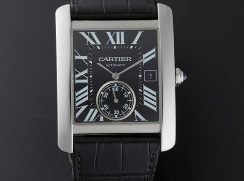 Czarny Automatyczny Męski Zegarek Repliki Cartier Tank MC W5330004